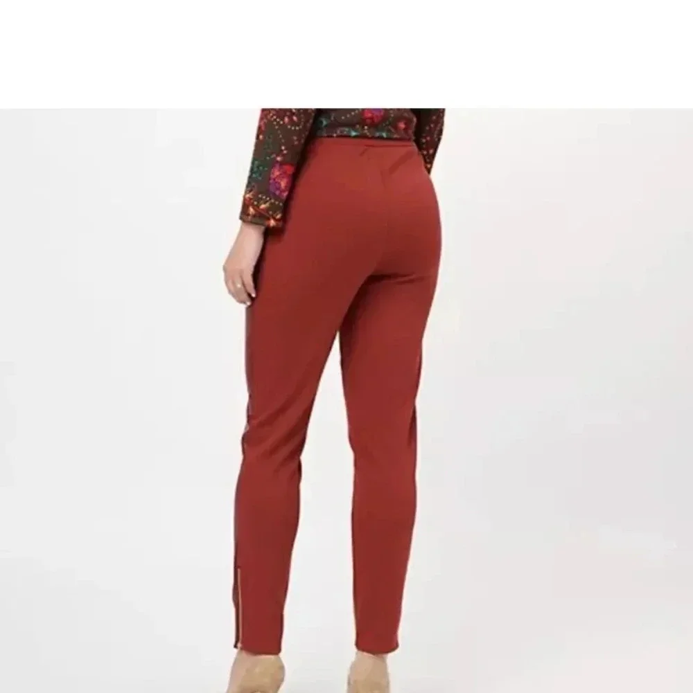 Jason Wu faux leather burnt orange pull-on pants women's size Medium sli… - Picture 2 of 11